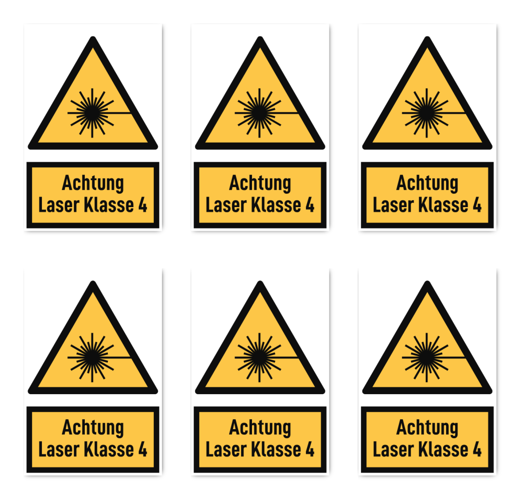 Achtung Laser Klasse 4 - Warnzeichen mit Text (deutsch) (gelb/schwarz) - Drei...