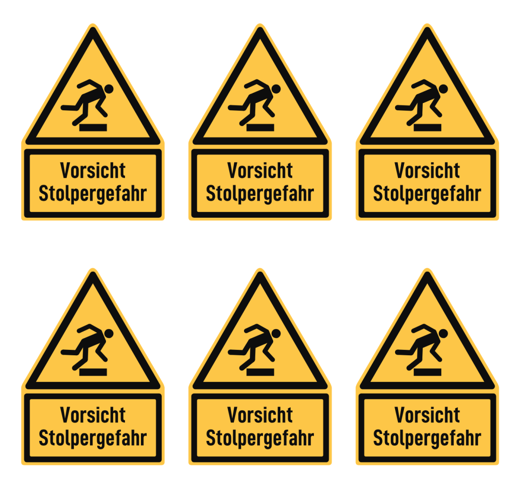 Vorsicht Stolpergefahr - Warnzeichen mit Text (deutsch) (gelb/schwarz) - Drei... - Bild 2 von 17