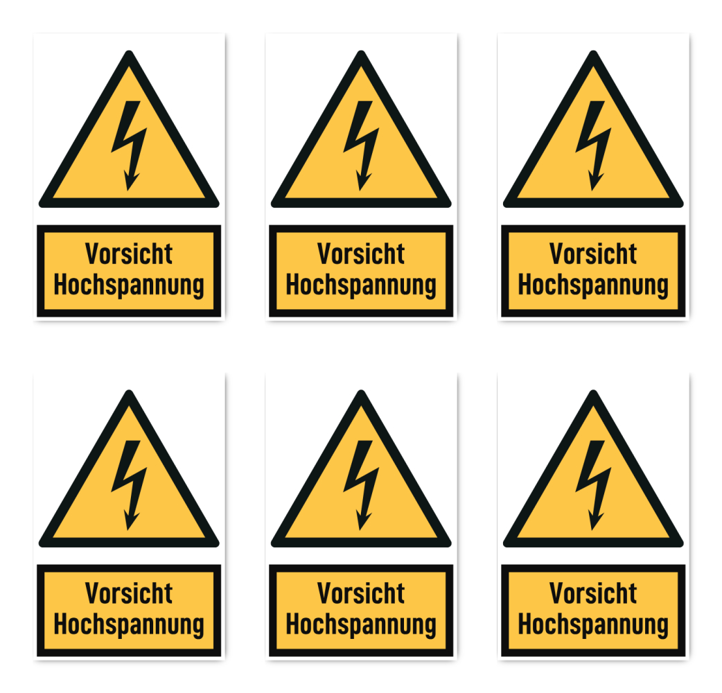 Vorsicht Hochspannung - Warnzeichen mit Text (deutsch) (gelb/schwarz) - hochk...