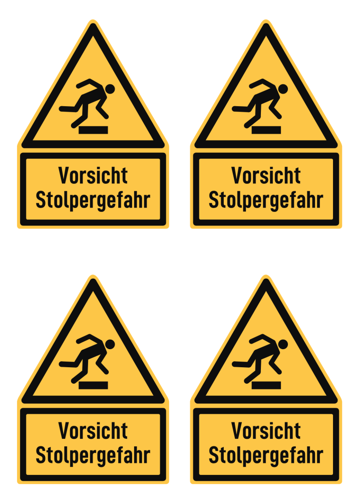 Vorsicht Stolpergefahr - Warnzeichen mit Text (deutsch) (gelb/schwarz) - Drei... - Bild 6 von 17